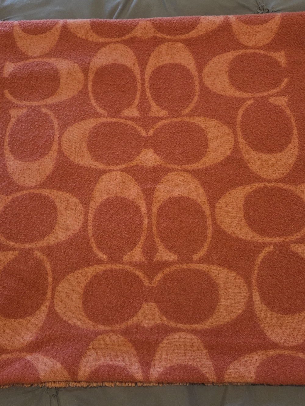Coach Signature Pattern Orange and Coral Scarf